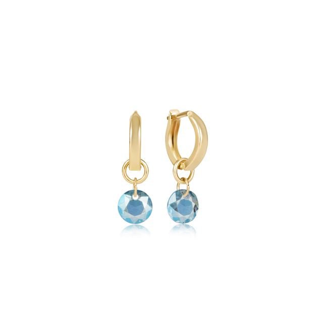 enewton Birthstone Huggie Gold Hoop Earrings | Reflection Small Charm | March
