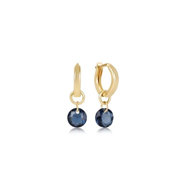 enewton Birthstone Huggie Gold Hoop Earrings | Reflection Small Charm | September