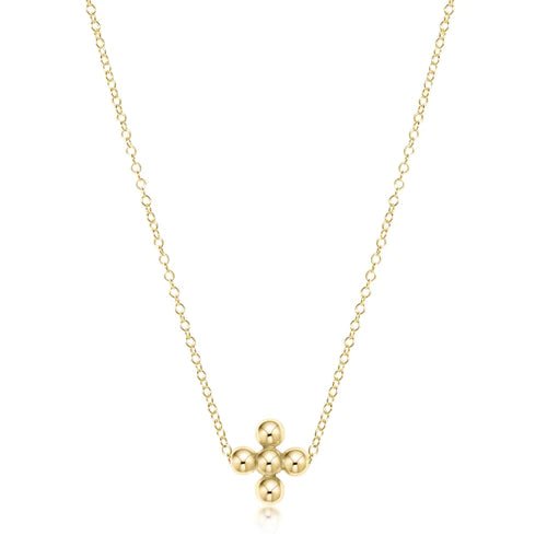 enewton Classic Gold Beaded Signature Cross Charm Necklace