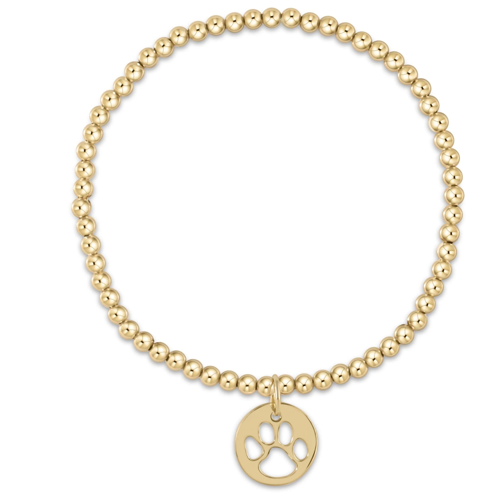 enewton Classic Gold 3mm Bead Bracelet - Paw Print Gold Disc - Juli's Wearable Art