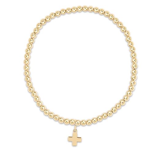 enewton Classic Gold 3mm Bead Bracelet - Signature Cross Gold Charm - Juli's Wearable Art