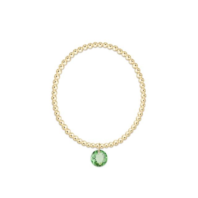enewton Classic Gold 3mm Bracelet | Reflection Birthstone Charm | August