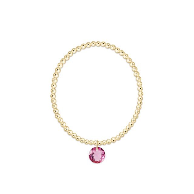 enewton Classic Gold 3mm Bracelet | Reflection Birthstone Charm | October