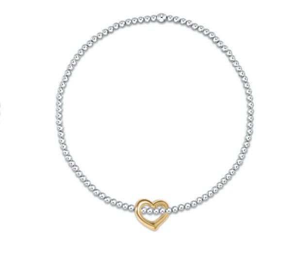enewton Classic Sterling Mixed Metal 2.5MM Bracelet with Love Gold Charm - Juli's Wearable Art