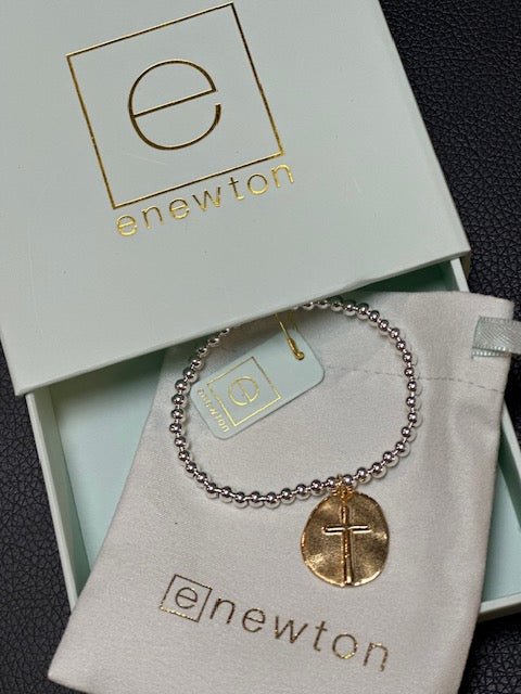 Enewton Classic sterling mixed metal 4mm bead bracelet - Inspire small gold charm - Juli's Wearable Art