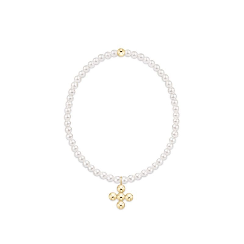 Enewton Extends Classic Pearl 3mm Bracelet | Signature Cross 4mm Beaded Gold Charm - Juli's Wearable Art