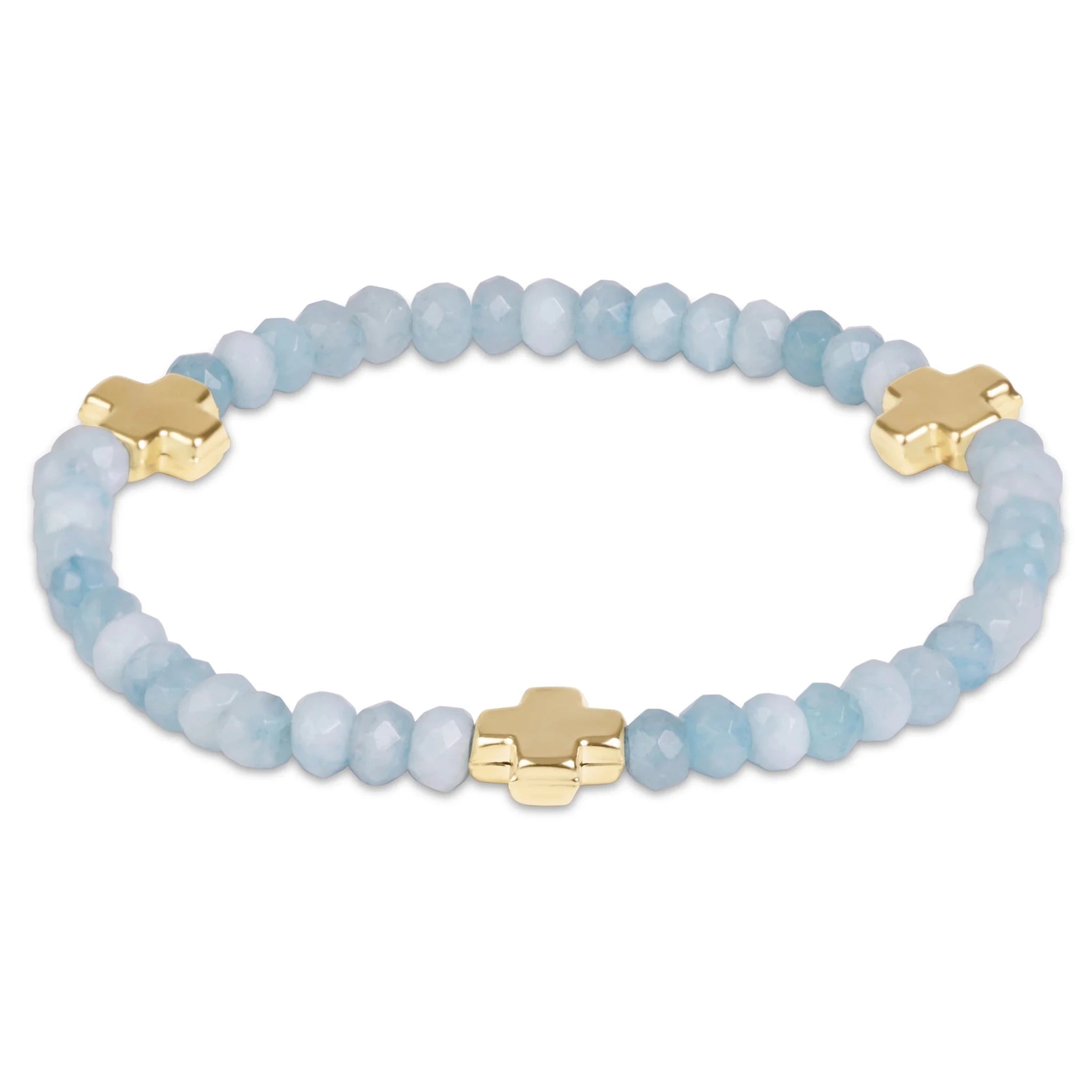 enewton Extends Signature Cross 4mm Gemstone Bracelet | Gold | Aquamarine - Juli's Wearable Art