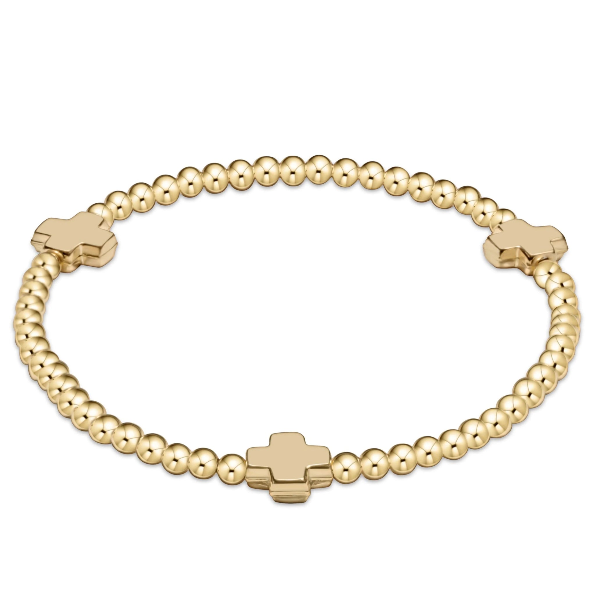 enewton Extends signature cross gold pattern 3mm bead bracelet-gold