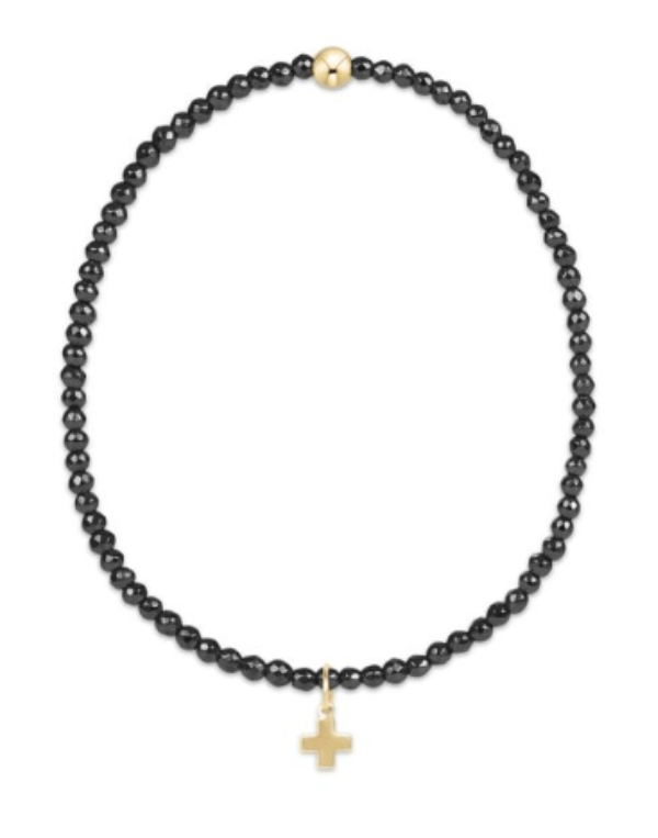 enewton Faceted Hematite 2mm Bead Bracelet - Signature Cross - Juli's Wearable Art
