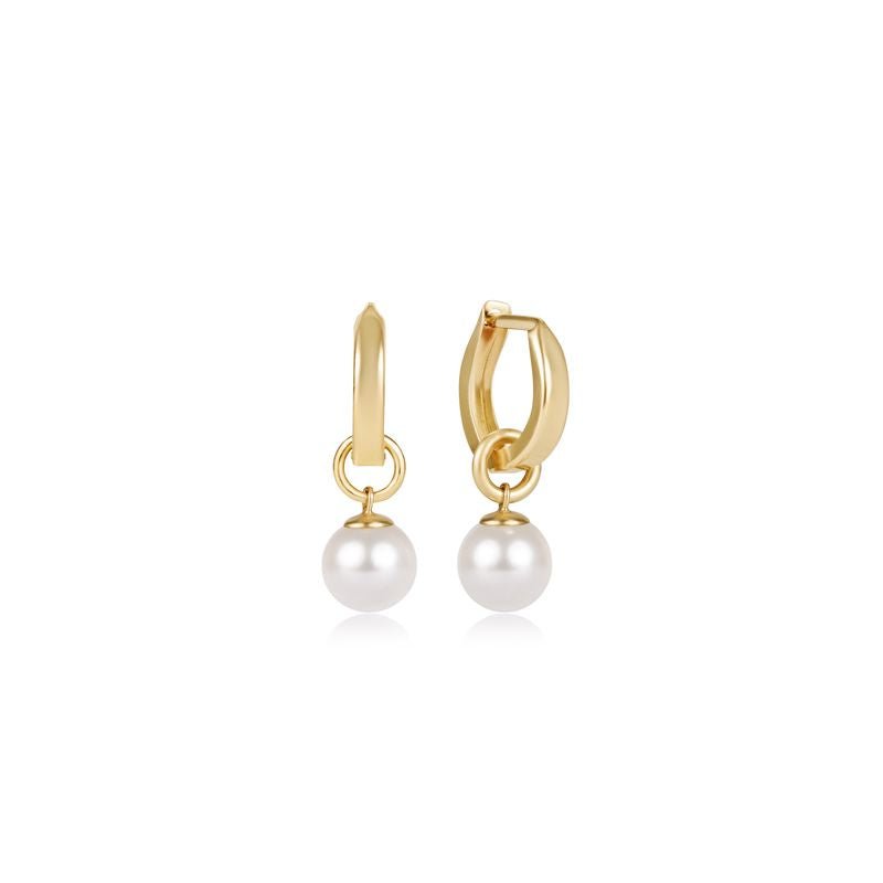 enewton Huggie Gold .5" Hoop Earrings | Classic 8mm Pearl Charm - Juli's Wearable Art