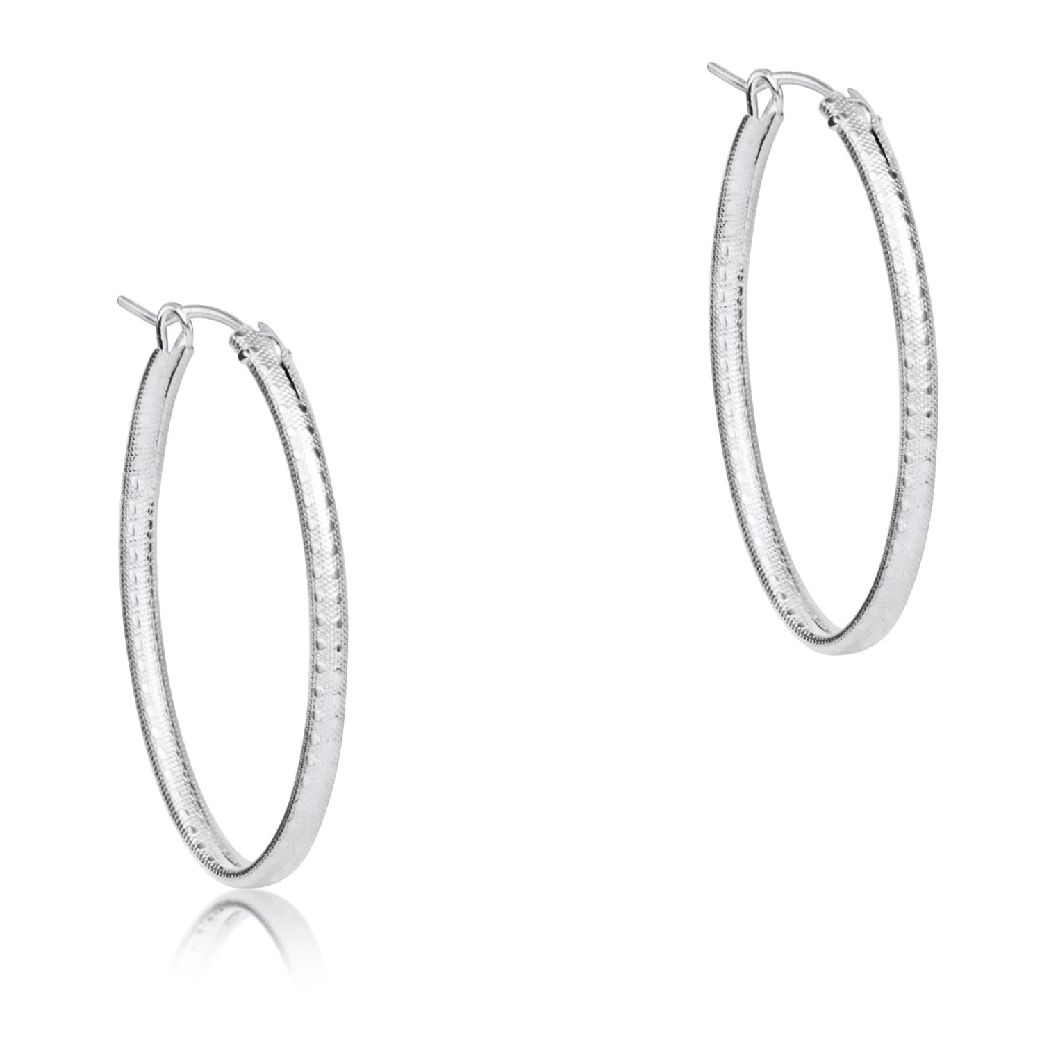 enewton oval sterling 1" hoop - textured - Juli's Wearable Art