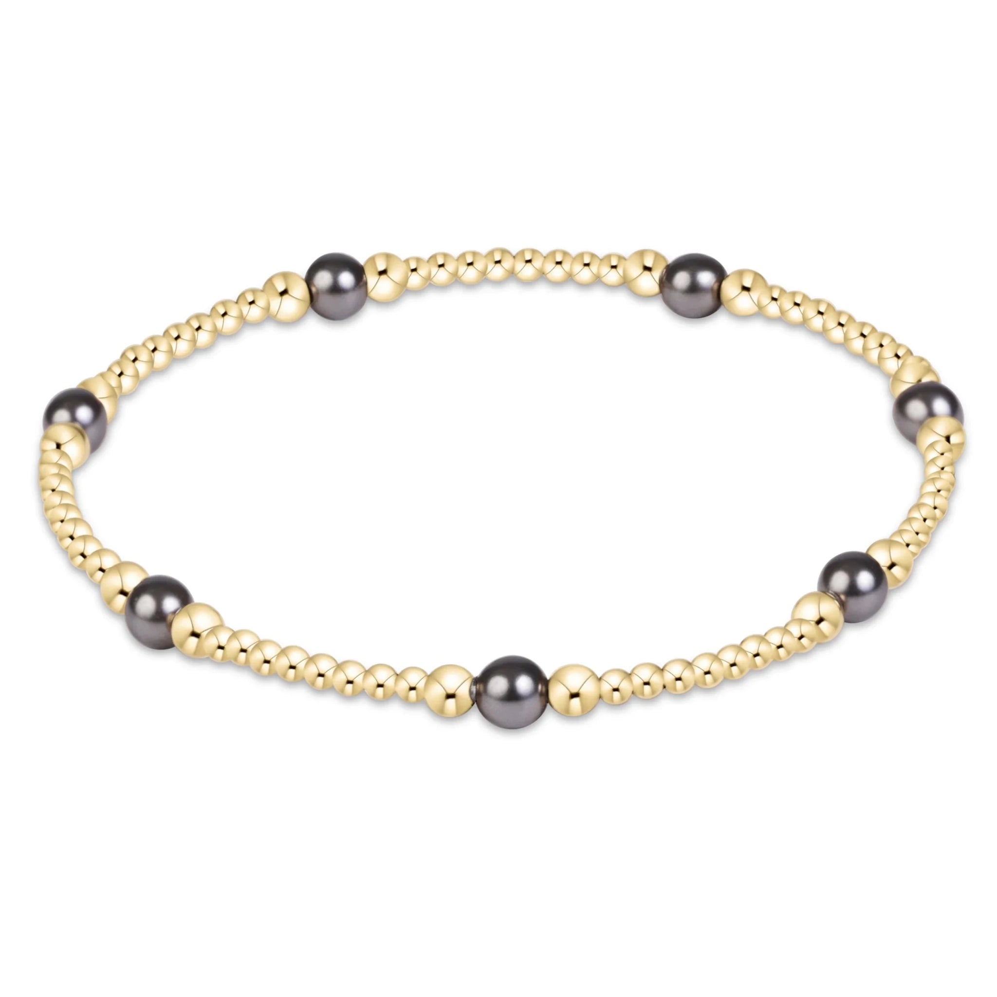 enewton Purpose Pearl Dark Grey 4mm Gold Bracelet | Gold