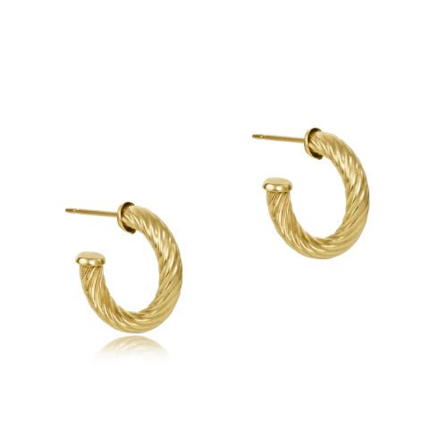 enewton Round Textured Gold Post Hoop - 4mm