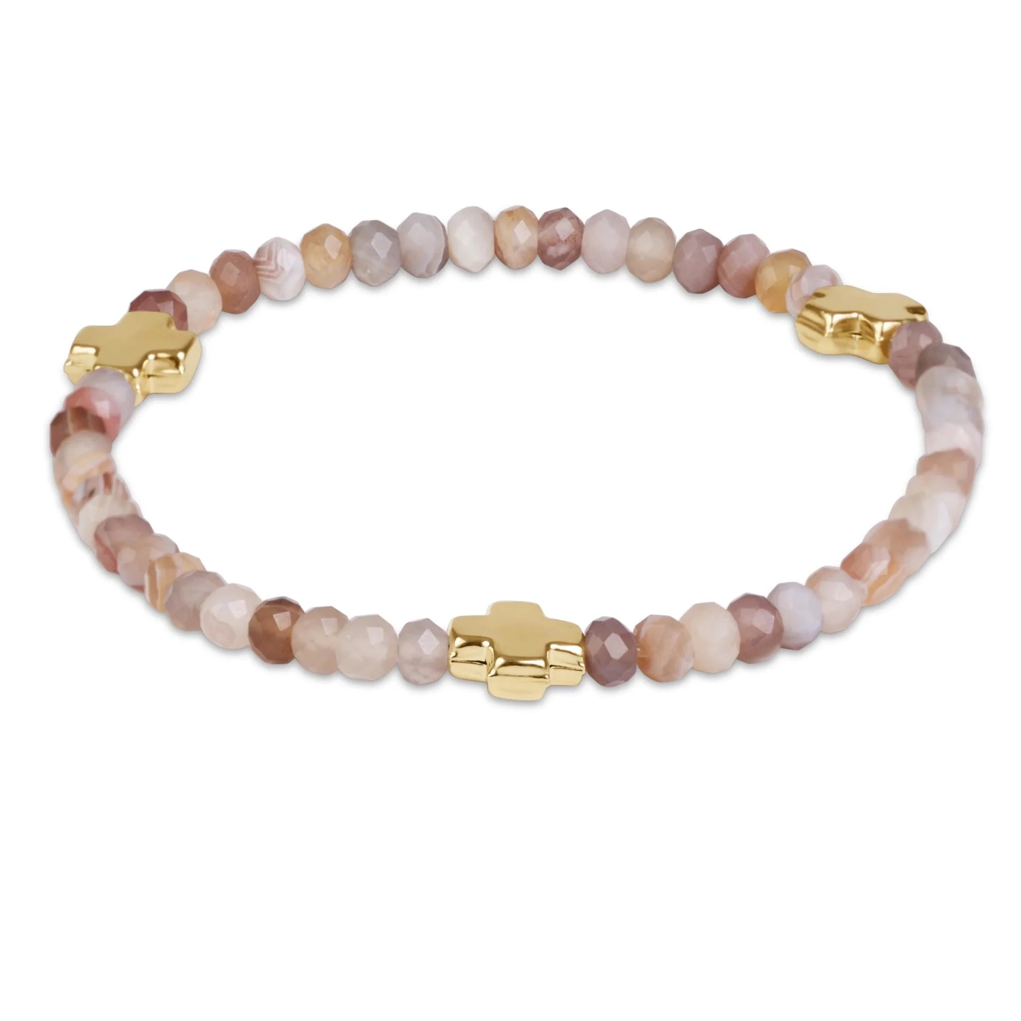 enewton Signature Cross 4mm Gemstone Bracelet | Gold | Botswana Agate
