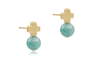 enewton Signature Cross Gold Gemstone Studs - Juli's Wearable Art
