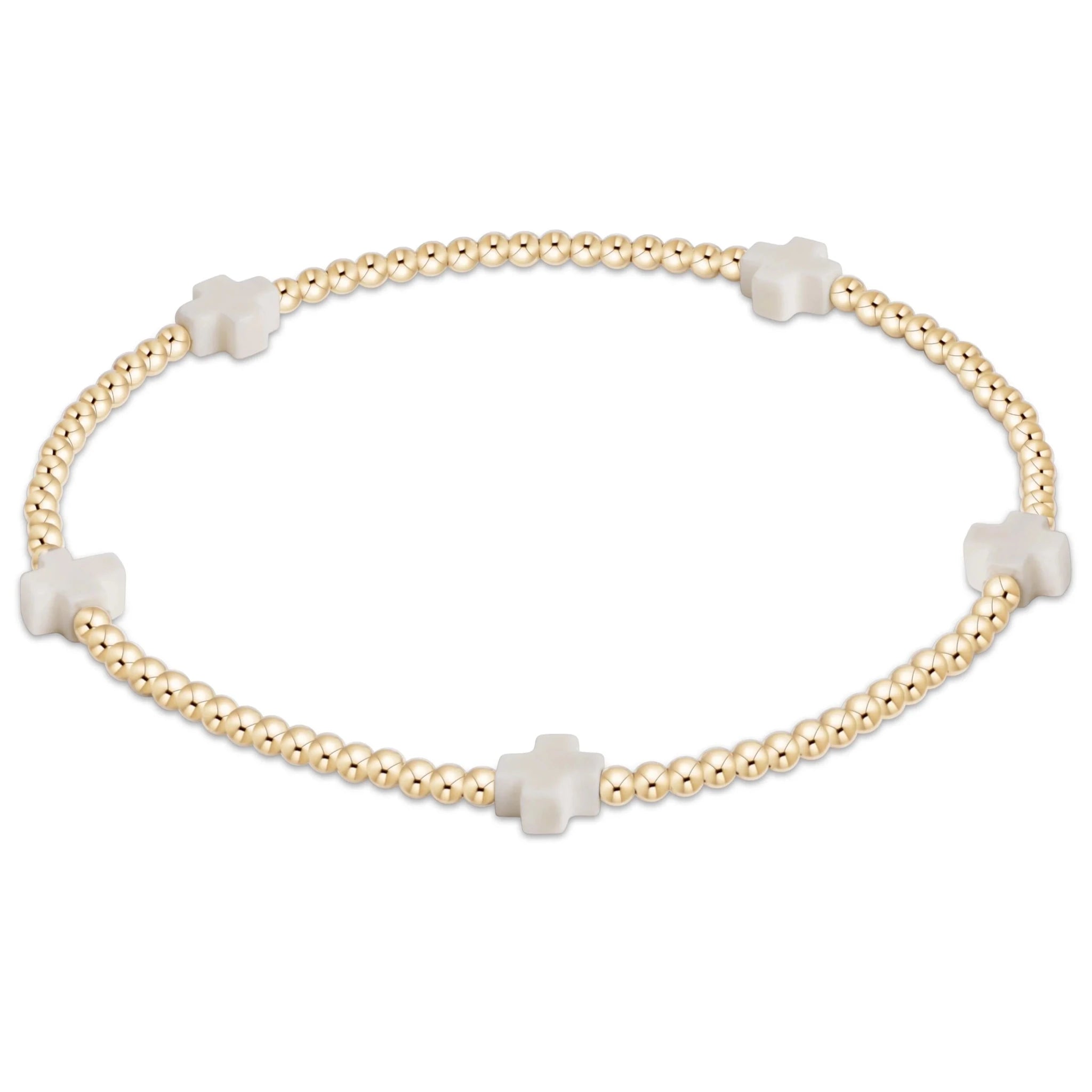 enewton Signature Cross Small 2mm Gold Bracelet | Off White - Juli's Wearable Art