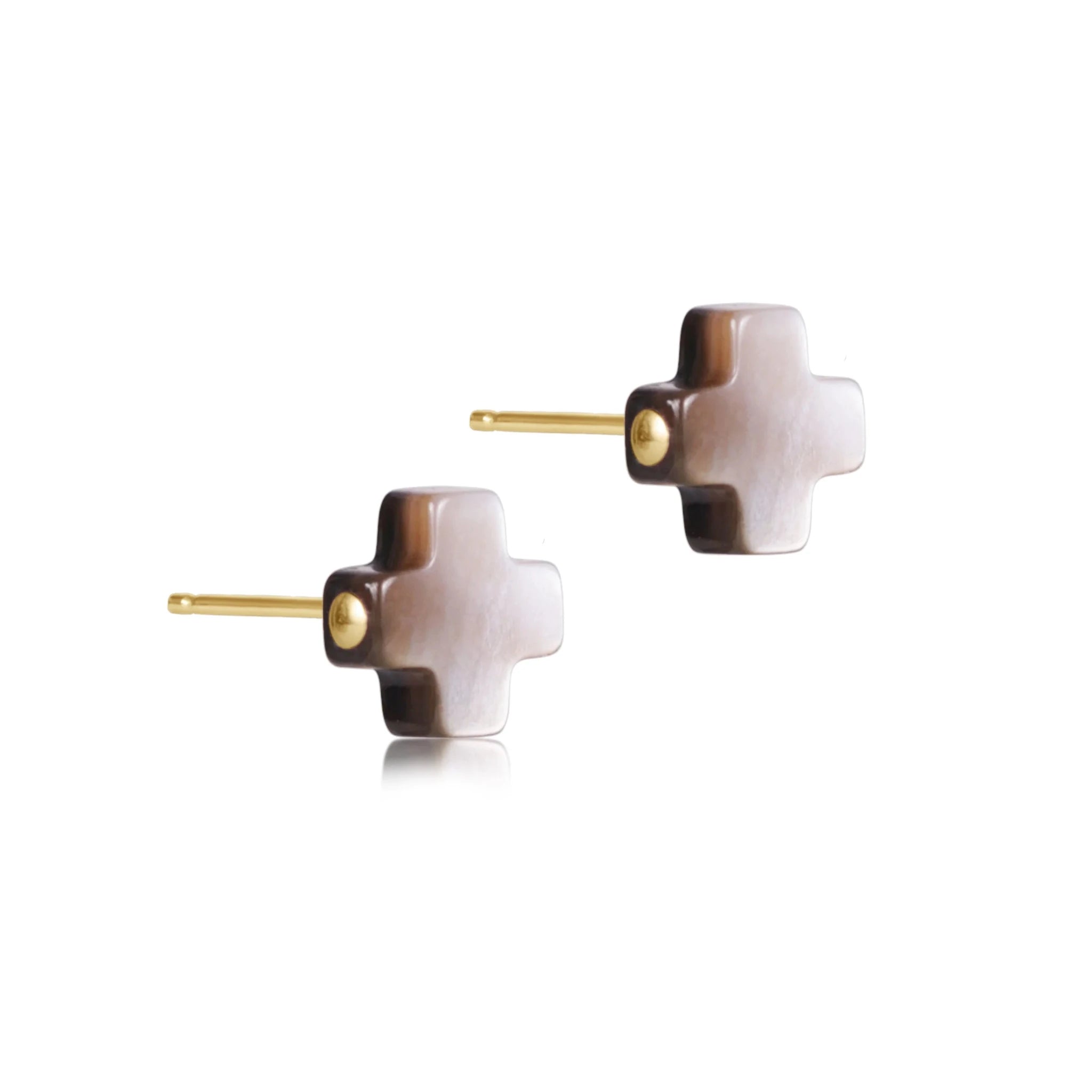 enewton Signature Cross Stud | Mother of Pearl | Black Tahitian