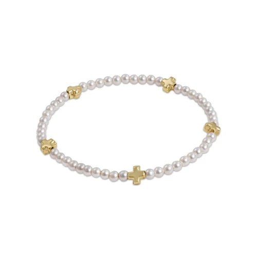 enewton Signature Gold Cross Small Pearl Pattern 3mm Bead Bracelet - Juli's Wearable Art