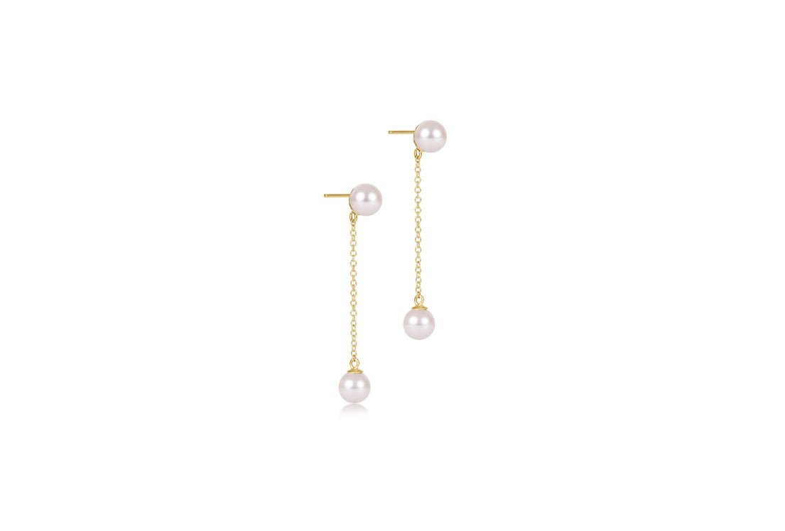 enewton Simplicity Chain Gold Drop Earrings | Pearl 6mm