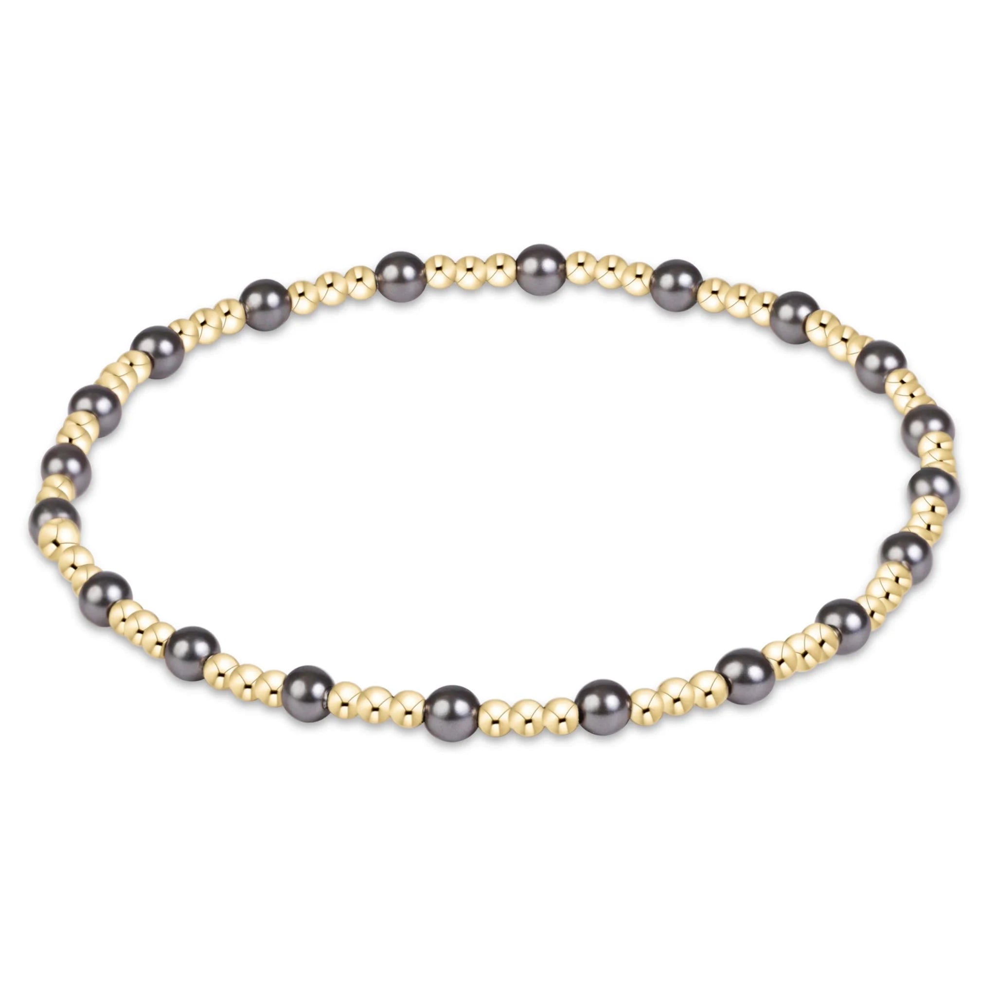 enewton Sincerity Pearl Dark Grey 3mm Bracelet | Gold