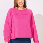 Escape by Habitat Color Washed Terry Weekend Raglan Crew | Fuchsia - Juli's Wearable Art