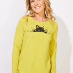 Escape by Habitat Destination Cat Crew Long Sleeve Tee | Citron - Juli's Wearable Art