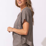 Escape by Habitat Lake Linen Islandscape Pullover | Fog - Juli's Wearable Art