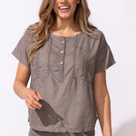 Escape by Habitat Lake Linen Islandscape Pullover | Fog - Juli's Wearable Art