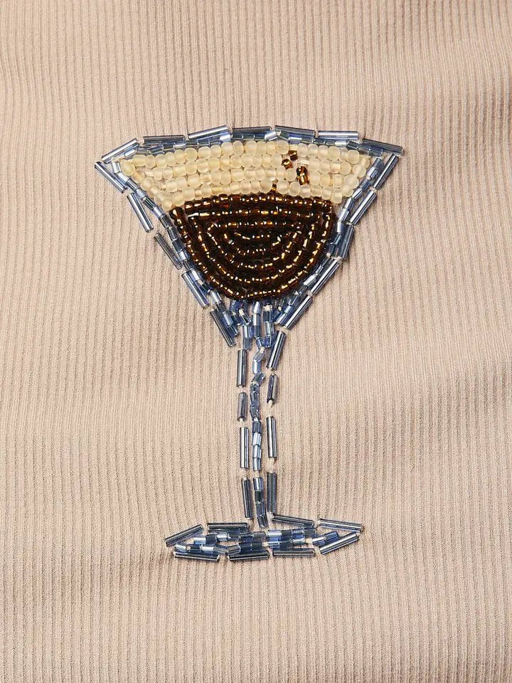 Espresso Beads Rib Short-Sleeve Top