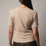 Espresso Beads Rib Short - Sleeve Top - Juli's Wearable Art