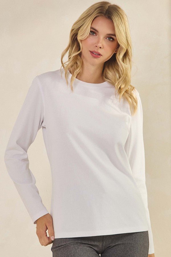 Essential Long Sleeve Cotton Top – White - Juli's Wearable Art