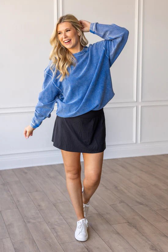 Essential Luxe Corded Crew | Royal Blue