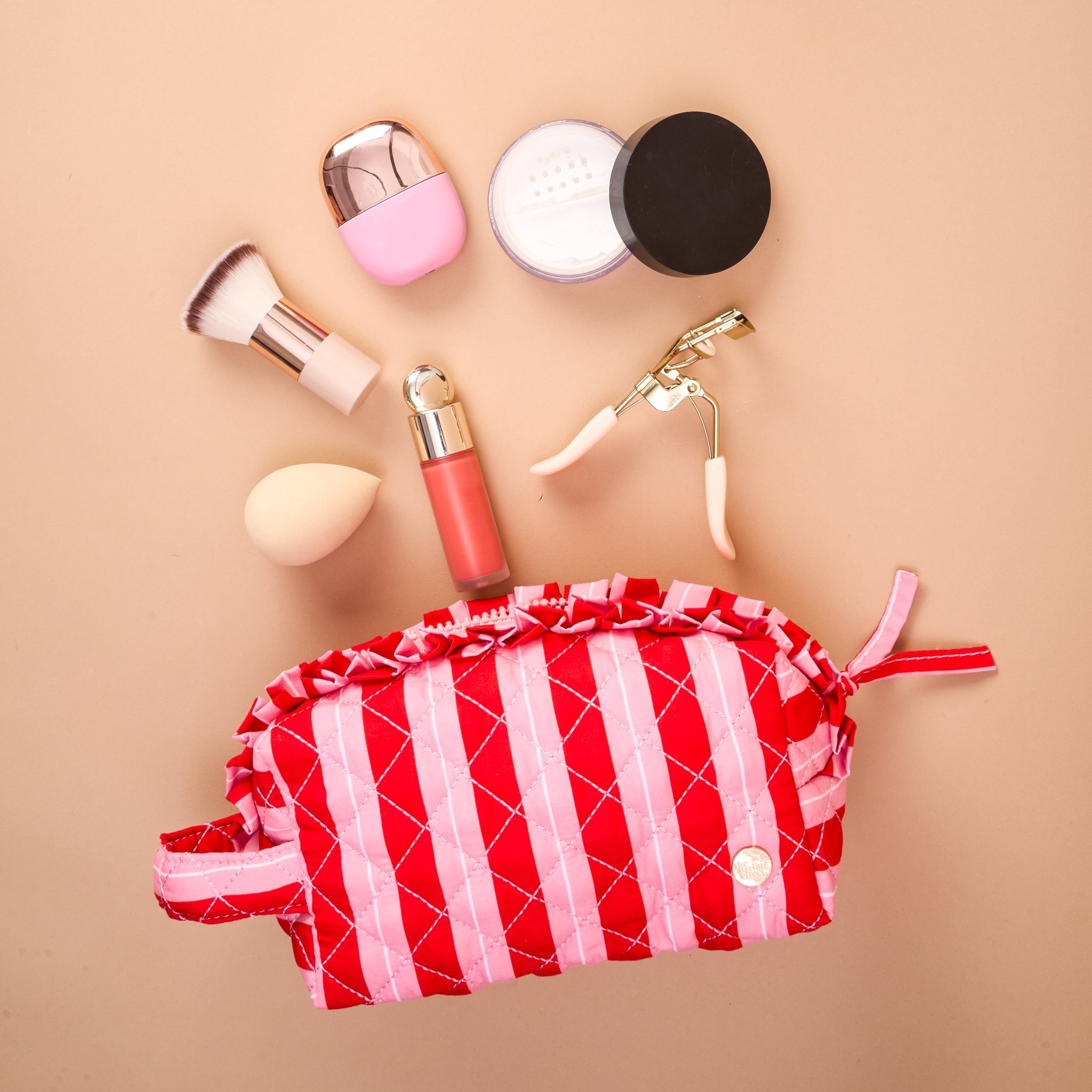 Essentials Quilted Cosmetic Pouch | Peppermint Stripes - Juli's Wearable Art