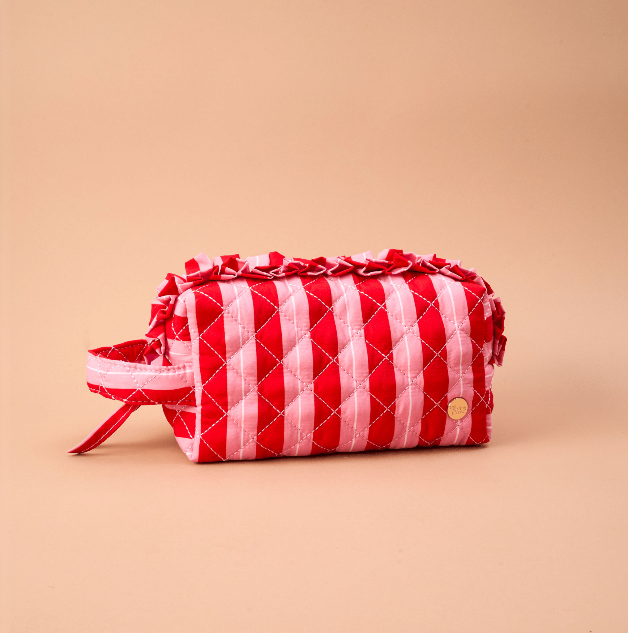 Essentials Quilted Cosmetic Pouch | Peppermint Stripes - Juli's Wearable Art