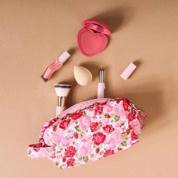 Essentials Quilted Cosmetic Pouch - Rose Garden - Juli's Wearable Art