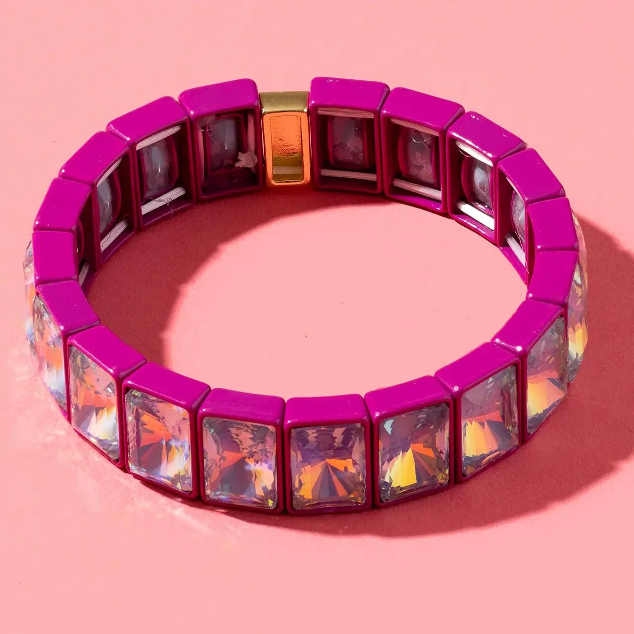 Estelle Enamel Stretch Bracelet | Dark Pink - Juli's Wearable Art