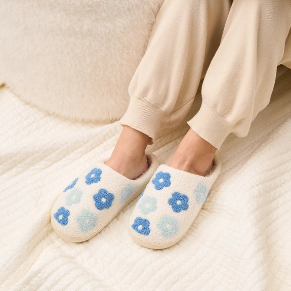 The Darling Effect Slippers- Flowers Blue & White