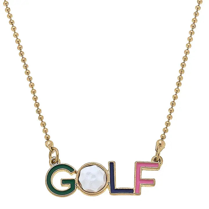 Golf Multi-Colored Enamel Pendant Necklace