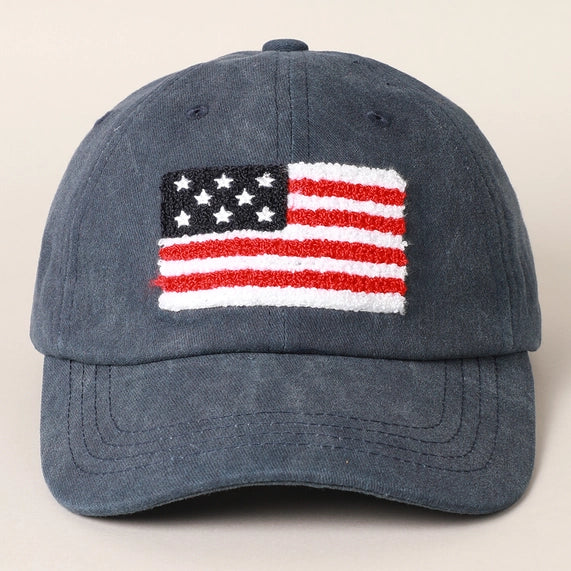 American Flag Chenille Patch Baseball Caps