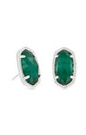 Kendra Scott Ellie Earrings- Rhodium Emerald Cat's Eye