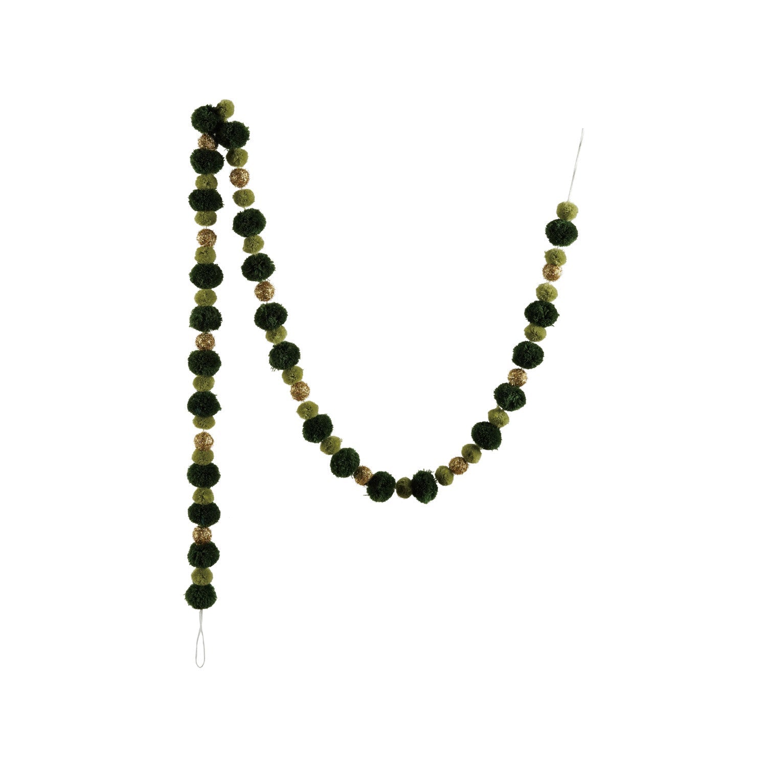 Fabric Pom Pom Garland | Green & Gold