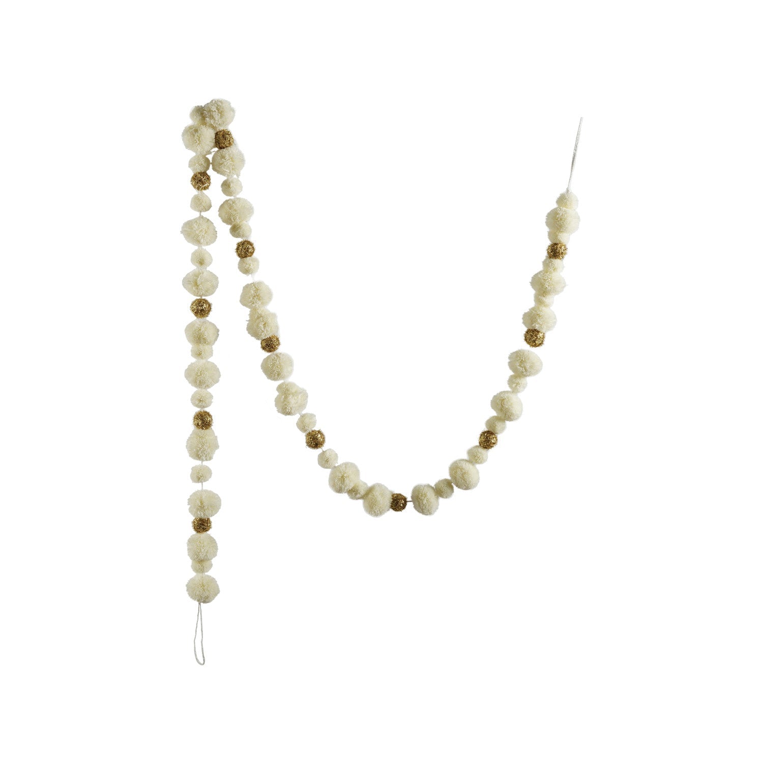Fabric Pom Pom Garland | White & Gold