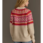 Fair Isle Crew Neck Sweater | Cream, Pink & Orange - Juli's Wearable Art