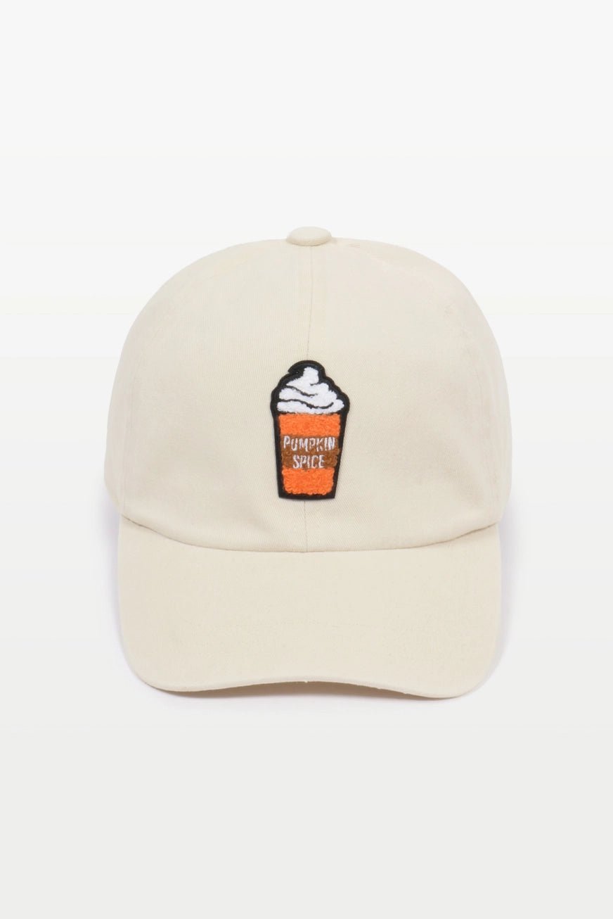 Fall Pumpkin Spice Patch - Washed Cream Baseball Cap - Juli's Wearable Art