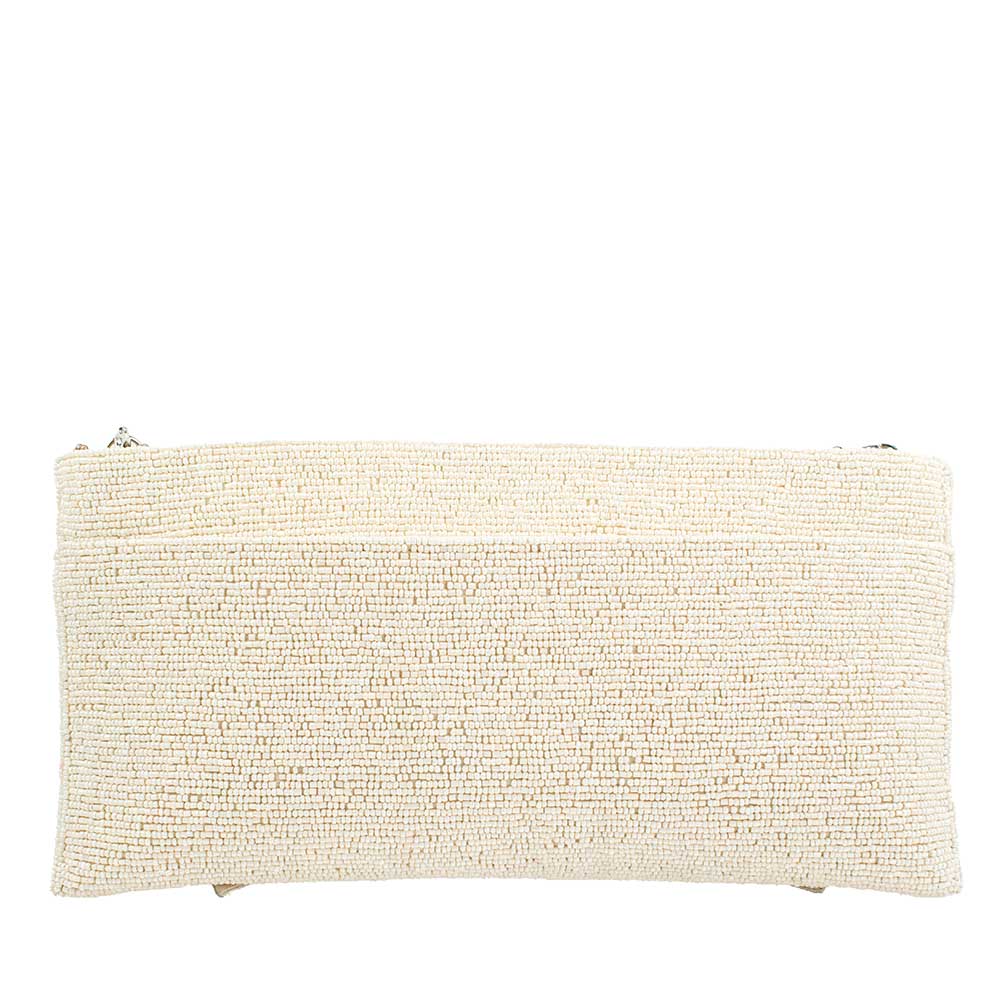Fancy Bow Beaded Ivory Bow Crossbody Clutch - Juli's Wearable Art