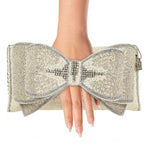 Fancy Bow Beaded Ivory Bow Crossbody Clutch - Juli's Wearable Art