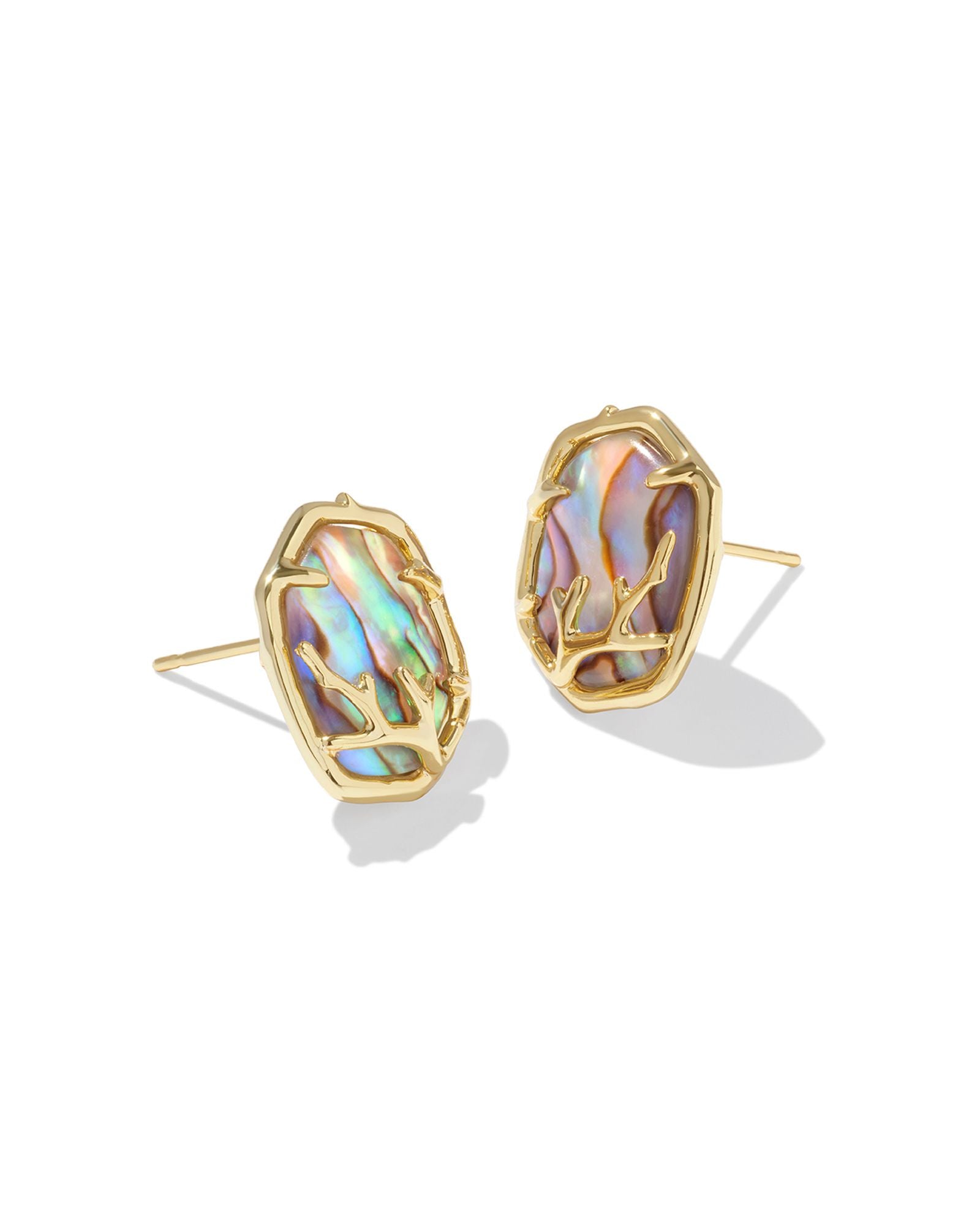 Kendra Scott Daphne Coral Frame Gold & Abalone Post