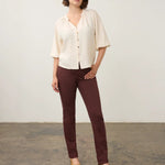 FDJ 3/4 Sleeve Colorful Button Shirt | Cream - Juli's Wearable Art