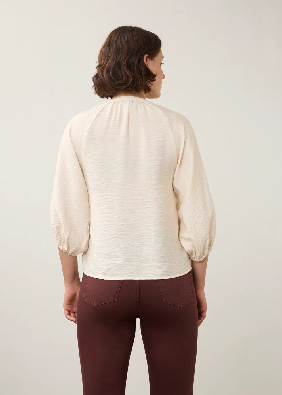 FDJ 3/4 Sleeve Colorful Button Shirt | Cream - Juli's Wearable Art