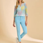 FDJ 3/4 Sleeve Henley Top | Bright Hearts - Juli's Wearable Art